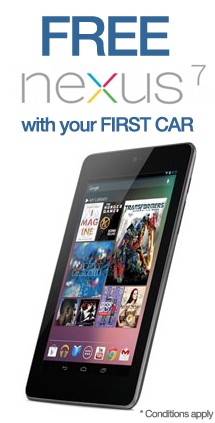 Free Nexus 7 Tablet with first car purchased