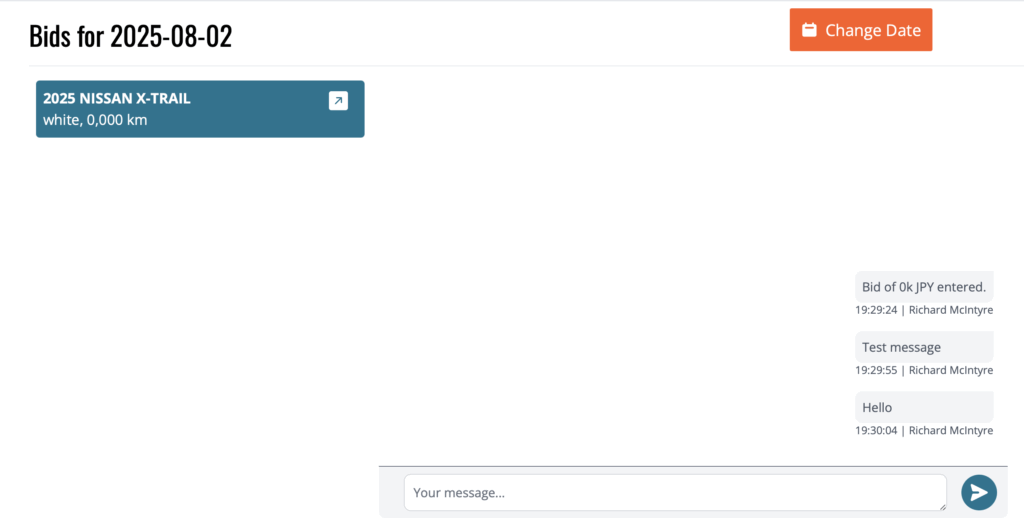 New chat on bid cars feature
